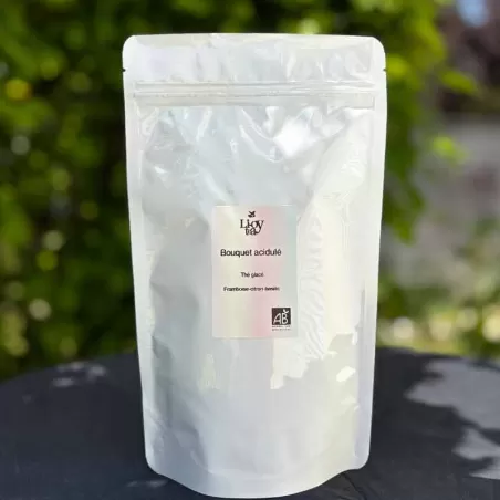 sachet de thé glacé à la framboise, citron et basilic