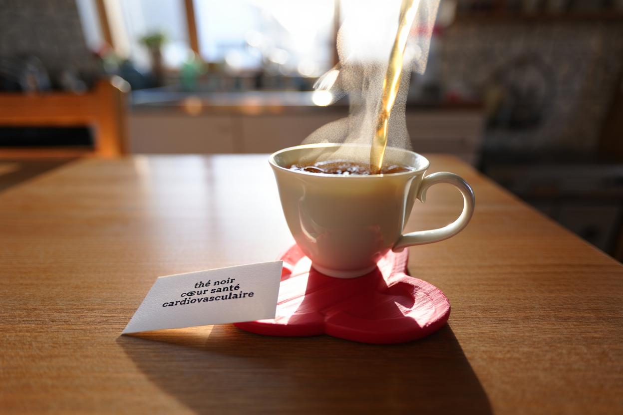 Tasse de thé noir pour la santé du cœur et circulation